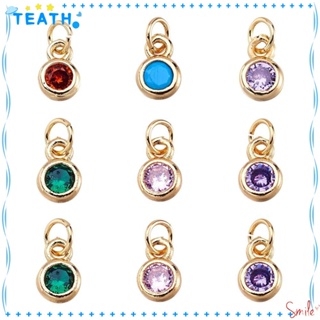 Teath จี้สร้อยคอคริสตัล เพทาย ทรงกลม ชุบทอง หลากสี 6.3x4.2 มม. 20 ชิ้น