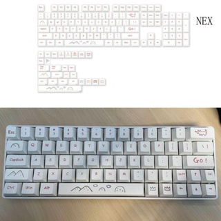 Nex ชุดปุ่มกดคีย์บอร์ด PBT ลายกราฟฟิตี้เชอร์รี่ สีขาว สไตล์มินิมอล สําหรับคีย์บอร์ด