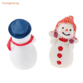 [risingmeup] ตุ๊กตาฟิกเกอร์เรซิ่น รูปปั้นคู่คริสต์มาส ขนาดเล็ก DIY สําหรับตกแต่งสวนเด็ก 1 คู่