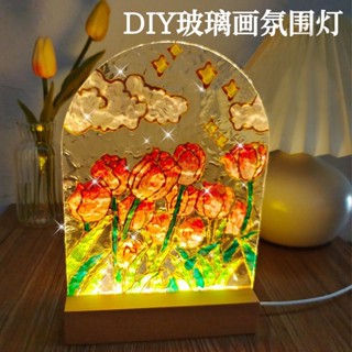 ภาพวาดสีน้ํามัน รูปดอกทิวลิป แฮนด์เมด diy สําหรับตกแต่งบ้าน