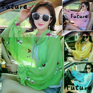 Future เสื้อเชิ้ตยาว ผ้าชีฟอง ปักลายดอกไม้ กันแดด แฟชั่นฤดูร้อน