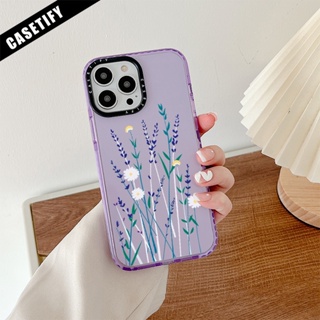 เคสซิลิโคนนิ่ม แบบใส ลายดอกไม้สีม่วง กันกระแทก สําหรับ iPhone 11 14 15 Pro Max 12 13 Mini Case X XR XS Max Cover SE 2020 6 7 8 Plus