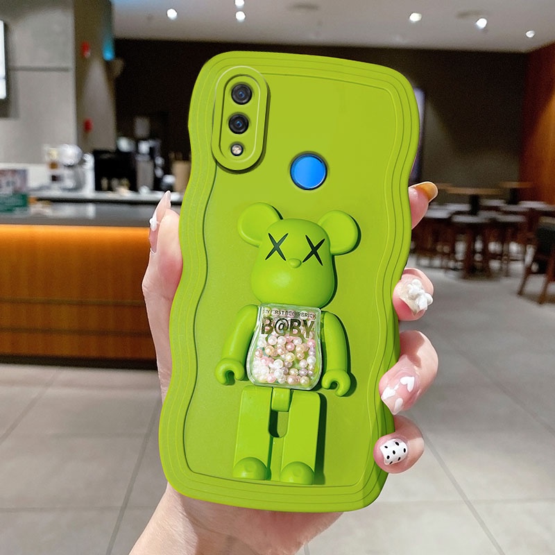 สําหรับ Huawei Nova 3i Nova 5t Nova 7se เคส การ์ตูน หมีกลูมี่ แบร็คเก็ต นิ่ม ซิลิโคนเหลว รูปคลื่น เคสด้านหลัง