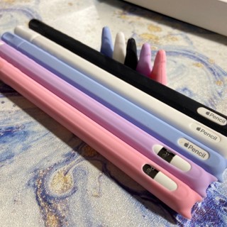 เคสซิลิโคนนิ่ม สีพื้น สําหรับ iPad Touch Pencil Gen 2 1