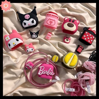 เคสป้องกันที่ชาร์จ แบบชาร์จเร็ว ลายการ์ตูนบาร์บี้ Lotso Kuromi Melody Toy Story Mickey Mouse น่ารัก สําหรับ Apple 18W 20W