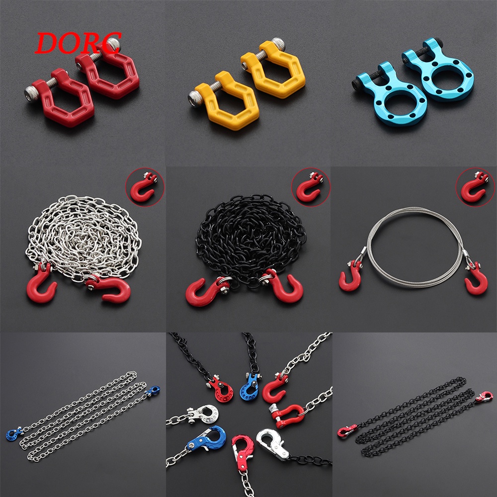 ตะขอโลหะ CNC พร้อมโซ่พ่วง อุปกรณ์เสริม สําหรับรถบังคับ 1/10 TRX4 Axial SCX10 D90 Tamiya CC01 YK4082