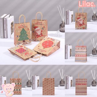 Lilac ถุงกระดาษ ลายเกล็ดหิมะ สําหรับใส่ขนมหวาน ตกแต่งปาร์ตี้คริสต์มาส DIY 5 ชิ้น