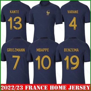 เสื้อกีฬาแขนสั้น ลายทีมชาติฟุตบอล Mbappe Kante Griezmann Varane Benzema 22-23 ชุดเหย้า