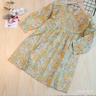 Girls dress 2023 new long-sleeved dress cute little floral dress for children rural Korean style princess dress 3CEO