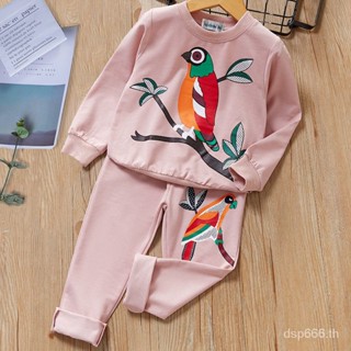 Childrens clothing set Spring and Autumn Leisure Sports small and medium boys and girls sweater set cartoon skin-friendly two-piece suit wholesale FV0U