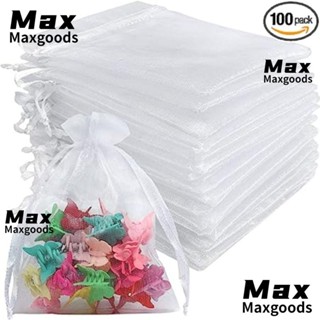 Maxg ถุงผ้ากอซ สีขาว แบบผูกเชือก สําหรับใส่ขนมหวาน ของขวัญ 100 ชิ้น