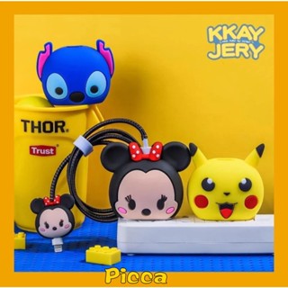 4 in 1 ตัวป้องกันสายเคเบิล สําหรับ IPhone / IPad 18W / 20W การป้องกันที่ชาร์จ ตลก Stitch Pikachu การ์ตูนดิสนีย์น่ารัก มิกกี้ มินนี่ ตัวป้องกัน ที่ยึดสายโทรศัพท์ อุปกรณ์เสริม