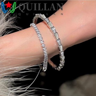 Quillan สร้อยข้อมืองู, โลหะผสมพลอยเทียม สไตล์เกาหลี สร้อยข้อมือ, เครื่องประดับแฟชั่น อินเทรนด์ ผู้หญิง สีเงิน กําไลข้อมือผู้หญิง