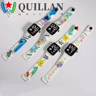 Quillan นาฬิกาข้อมือดิจิทัล LED พิมพ์ลายการ์ตูนคิตตี้ ปิกาจู สําหรับออกกําลังกาย