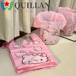 Quillan ถุงขยะพลาสติกหนา กันน้ํา ลายแมวน่ารัก สีชมพู ทนทาน สําหรับซุปเปอร์มาร์เก็ต
