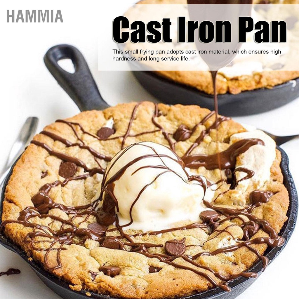 กระทะเหล็กหล่อกระจายความร้อนทั่วถึง Cast Iron Pre Seasoned Easy Cooking Pan for Grill Oven Broiler    HAMMIA