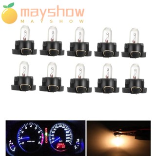 Mayshow หลอดไฟฮาโลเจน LED T3 T4.2 ทนทาน สีขาวอบอุ่น แบบเปลี่ยน สําหรับรถยนต์ 10 ชิ้น