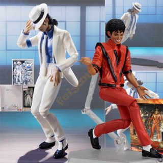 ใหม่ ฟิกเกอร์ Michael Jackson Figma 096 MJ Thriller SHF Michael สีขาว ของขวัญวันเกิด