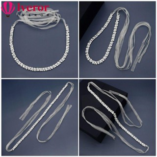 Lveror เข็มขัดเจ้าสาว ประดับพลอยเทียม สีเงิน สําหรับตกแต่งชุดแต่งงาน เข็มขัดกว้าง สําหรับชุดเดรส