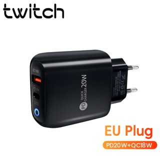 Twitch อะแดปเตอร์ชาร์จเร็ว PD20W Type C QC3.0 18W USB Type C สําหรับโทรศัพท์มือถือ