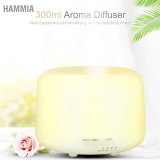 HAMMIA 300ML Ultrasonic Air Humidifier พร้อมไฟไฟฟ้า Aroma Diffuser US Plug 100V-240V