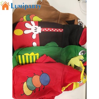 Lumiparty เสื้อกันหนาว มีฮู้ด ผ้าฟลีซ ลายการ์ตูนสัตว์ ให้ความอบอุ่น สําหรับสัตว์เลี้ยง สุนัข แมว 4 ชิ้น