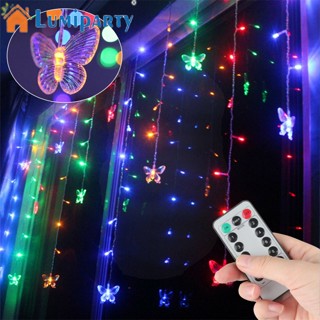 Lumiparty สายไฟหิ่งห้อย LED 96 ดวง ลายผีเสื้อ 8 โหมด กันน้ํา IP44 สําหรับตกแต่งห้องเด็ก งานแต่งงาน