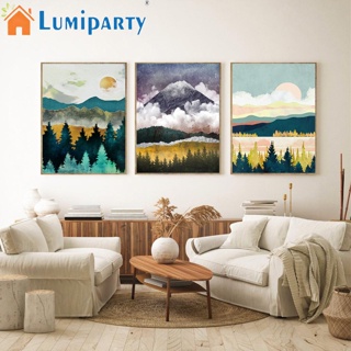 Lumiparty 3 ชิ้น ภูเขา ทิวทัศน์ ตกแต่ง ภาพวาด นามธรรม วินเทจ โปสเตอร์ ผนัง รูปภาพ สําหรับห้องนั่งเล่น ห้องนอน ตกแต่ง