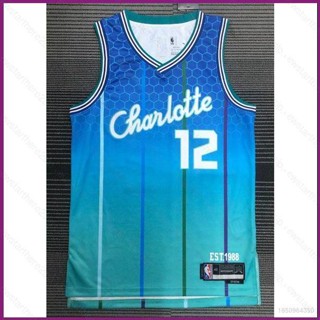 เสื้อกีฬาแขนกุด ลายทีม NP2 2022 NBA Jersey Charlotte Hornets No.12 OUBRE JR PN2 ทรงหลวม สไตล์คลาสสิก