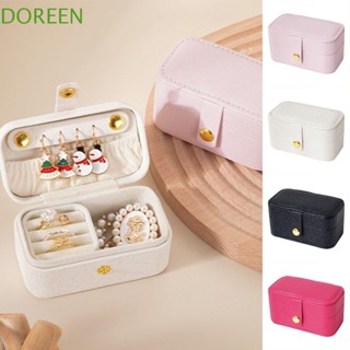 Doreen กล่องเก็บเครื่องประดับ สร้อยคอ แหวน หนัง PU เรียบง่าย สร้างสรรค์ แบบพกพา สีพื้น สําหรับผู้หญิง