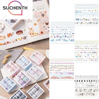 Suchenth สติกเกอร์เทปวาชิ 5 แบบ สไตล์วินเทจ สําหรับตกแต่งสมุด DIY 10 ม้วน ต่อชุด