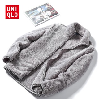 Uniqlo เสื้อแจ็กเก็ตคาร์ดิแกน ผ้าฟลีซ แบบหนา ให้ความอบอุ่น แฟชั่นฤดูใบไม้ร่วง และฤดูหนาว สําหรับผู้ชาย และผู้หญิง 2023