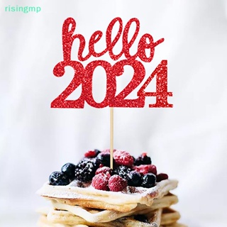 [risingmp] ท็อปเปอร์ไม้จิ้มฟัน ลาย Happy New Year 2024 สําหรับตกแต่งเค้กคริสต์มาส 2024 10 ชิ้น