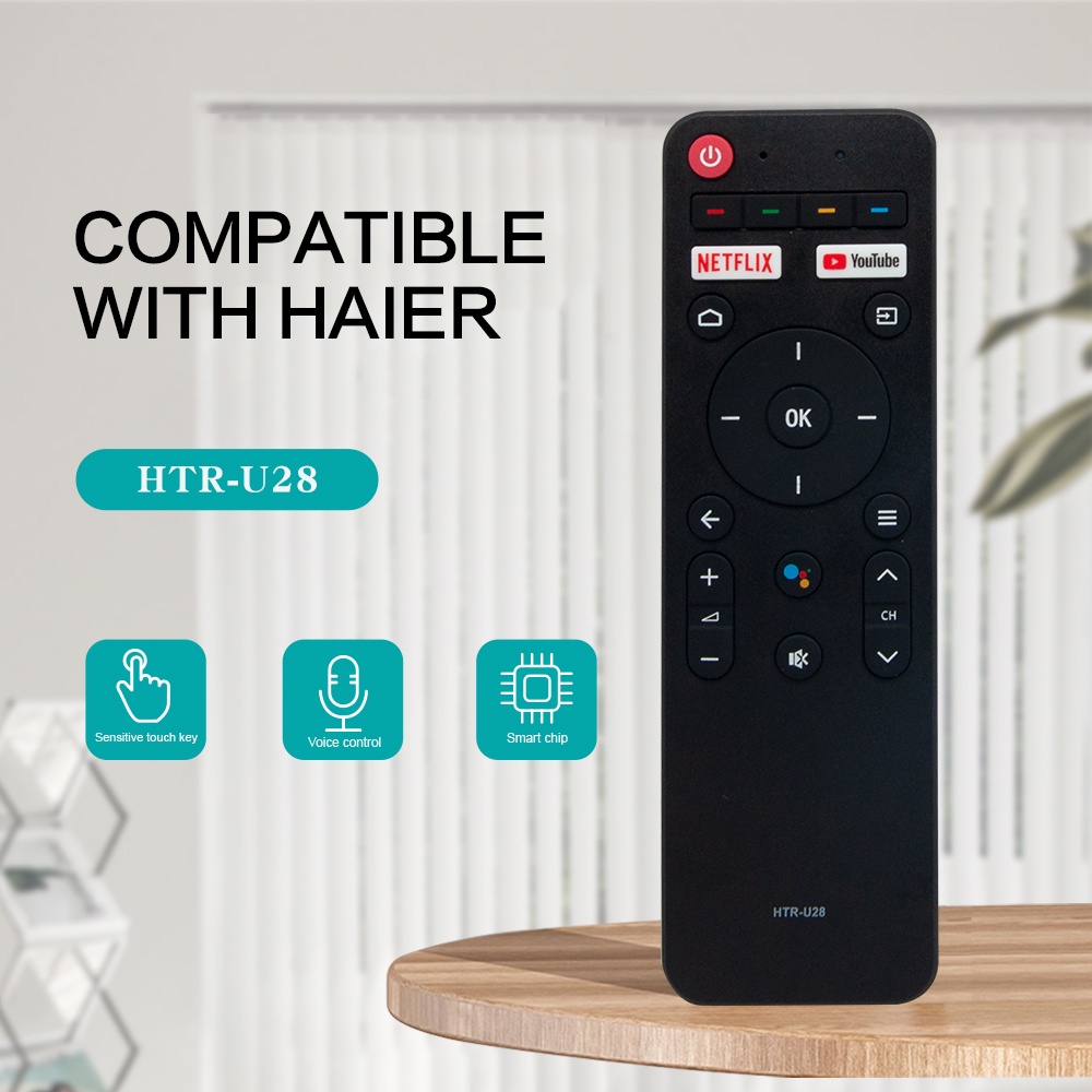 HTR-U28 เสียงทีวีรีโมทคอนโทรลเปลี่ยนสําหรับ Haier HTR-U28 H50S6UG H55S6UG H65S6UG 4K UHD สมาร์ท Andr