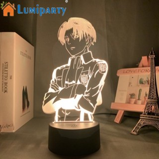 Lumiparty โคมไฟตั้งโต๊ะอะคริลิค Led ลาย Attack on Titan Eren Jaeger Mikasa levi ackerman 3D USB สําหรับบ้าน