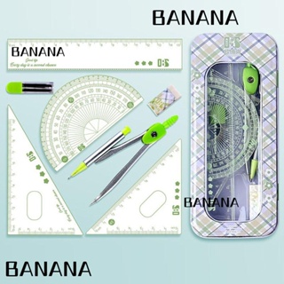 Banana1 ชุดดินสอไม้บรรทัด เข็มทิศ เครื่องเขียน คณิตศาสตร์ 8 ชิ้น ต่อชุด สําหรับนักเรียน เด็กผู้หญิง ผู้ชาย