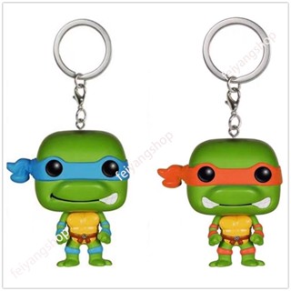 ใหม่ พวงกุญแจ จี้ตุ๊กตาฟิกเกอร์ Funko POP Teenage Mutant Ninja Turtles Michelangelo Leonardo ของขวัญ สําหรับวัยรุ่น