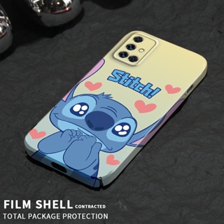 เคสโทรศัพท์มือถือ PC แข็ง ทรงสี่เหลี่ยม ป้องกันเลนส์กล้อง ลาย Stitch น่ารัก แวววาว สําหรับ Samsung Galaxy A51 M40S A52 A53 A13 A04S A12 A12s A11 A04 A02 A02S A03