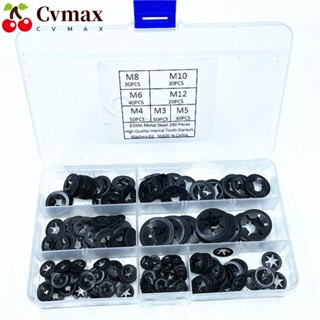 Cvmax แหวนรองฟันเหล็ก 7 ขนาด 65 มม. พร้อมกล่องเก็บ M3 M4 M5 M6 M8 M10 M12 260 ชิ้น