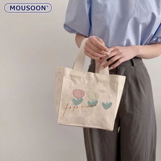 Mousoon กระเป๋าถือ ผ้าแคนวาส สไตล์ญี่ปุ่น สําหรับผู้หญิง