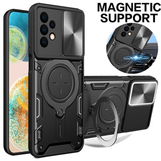 Magnetic Car Ring Holder Case For Samsung Galaxy A23 A24 A25 A33 A34 A52S A52 4G 5G Luxury Armor Shockproof Casing Anti-fall Bumper Slide Push Camera Protect Back Cover Hard Cases