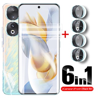 6in1 Hydrogel Film For Honor 90 5G REA-AN00 Camera Lens Glass Honor90 Lite Hono 90 Light 90Lite Front Back Soft Screen Protector