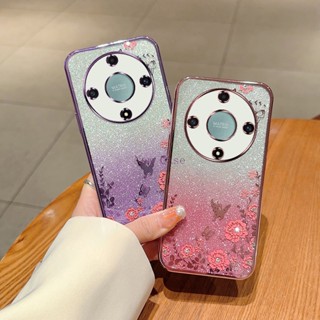 เคสโทรศัพท์มือถือแบบนิ่ม ลายกลิตเตอร์ระยิบระยับ ไล่โทนสี แฟชั่น สําหรับ Huawei Honor X9a HonorX9A 5G 2023