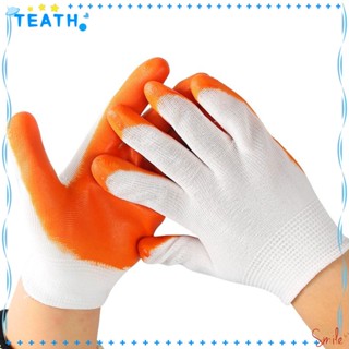 Teath ถุงมือ PVC สีขาว ส้ม คุณภาพสูง สําหรับซ่อมแซม 1 2 3 4 5 คู่