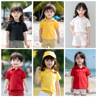 เสื้อโปโล ผ้าฝ้าย สีขาว 7 สี สําหรับเด็กผู้หญิง และเด็กผู้ชาย อายุ 3-14 ปี