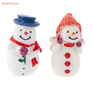 [BaiPester] ตุ๊กตาฟิกเกอร์เรซิ่น รูปปั้นคู่คริสต์มาส ขนาดเล็ก DIY สําหรับตกแต่งสวนเด็ก 1 คู่