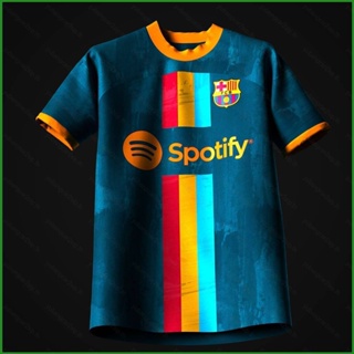 เสื้อกีฬาแขนสั้น ลายทีมชาติฟุตบอล Barcelon Jersey พลัสไซซ์ สไตล์เรโทร