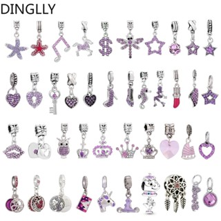 Dinglly จี้คริสตัล รูปมงกุฎและดาว สีม่วง สําหรับทําเครื่องประดับ Diy