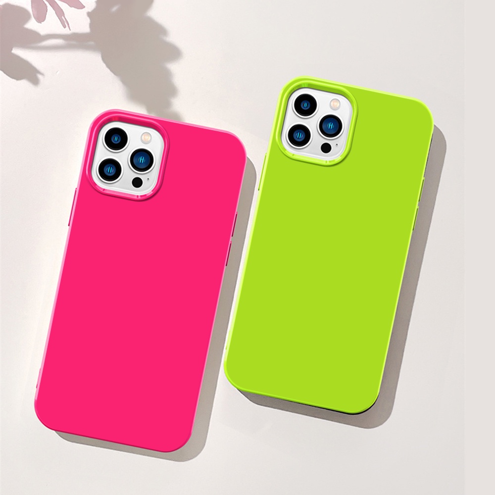 เคสโทรศัพท์มือถือแบบนิ่ม TPU เรืองแสง สีแคนดี้ หรูหรา เรียบง่าย for iPhone 11 13 12 15 14 Pro Max XR