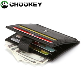 Chookey กระเป๋าสตางค์ หนัง PU ทรงสี่เหลี่ยม ใส่บัตรได้ สีดํา เรียบง่าย สําหรับผู้ชาย